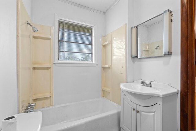 bathroom with vanity and bathtub / shower combination