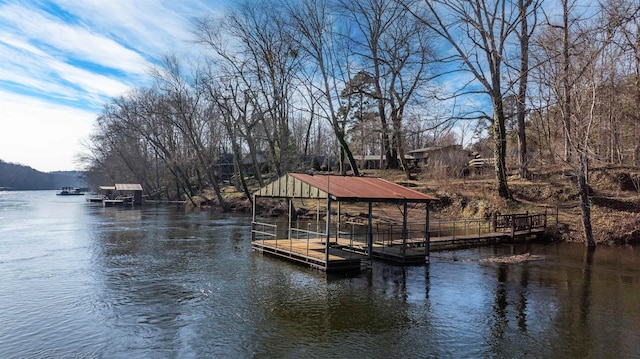 dock area featuring a water view