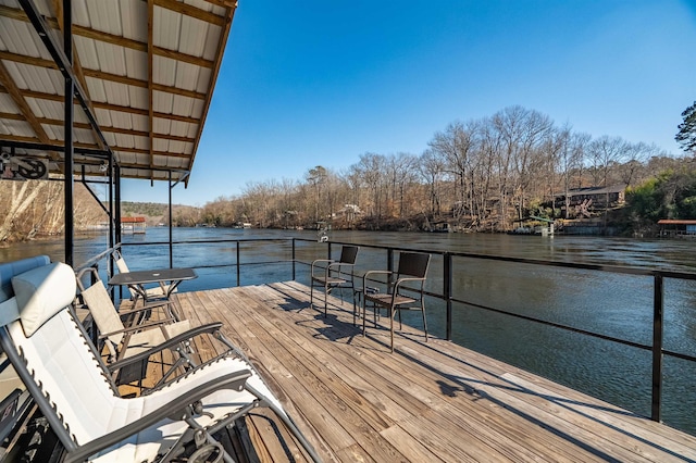 view of dock featuring a water view