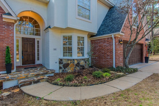 entrance to property with a garage