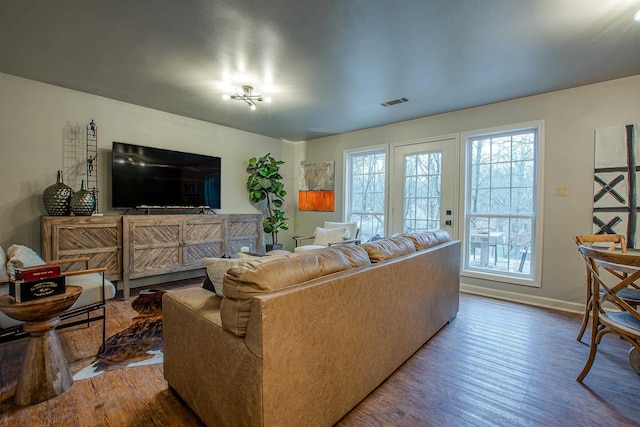 living room featuring wood-type flooring