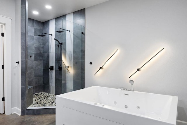 bathroom with independent shower and bath