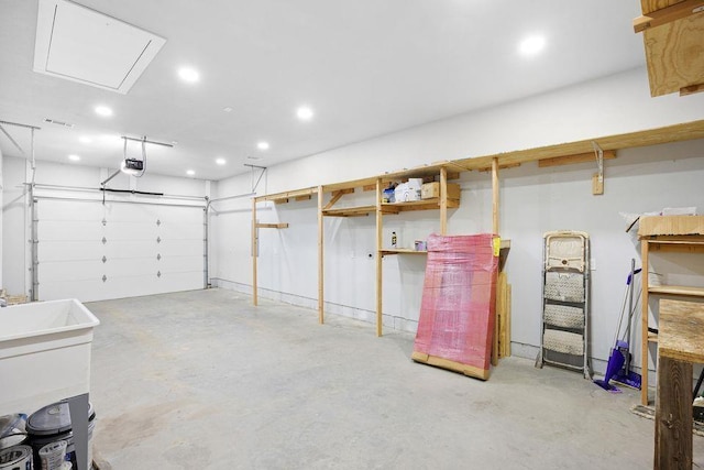 garage with a garage door opener