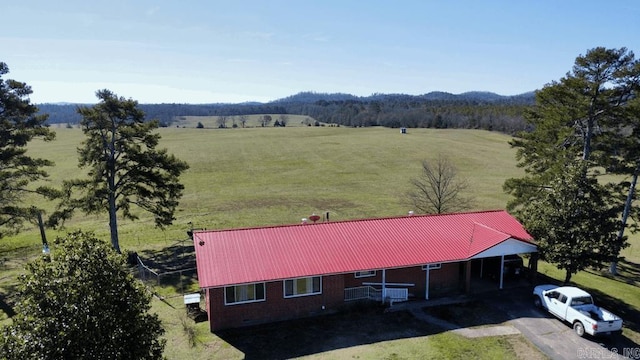 aerial view with a rural view