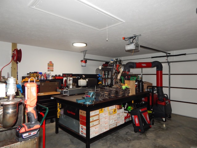 garage with a garage door opener