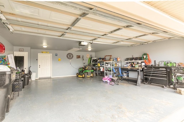 garage with a garage door opener