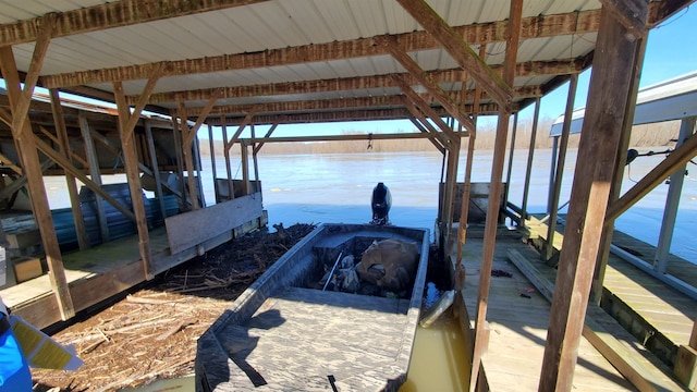 dock area featuring a water view