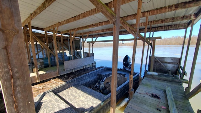 dock area with a water view