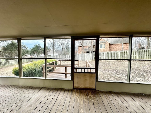 view of unfurnished sunroom