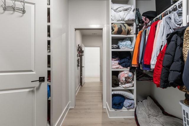 spacious closet with light wood-type flooring