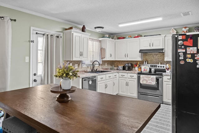 kitchen with sink, white cabinets, stainless steel appliances, and plenty of natural light