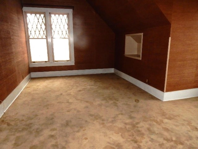 additional living space with carpet floors and lofted ceiling