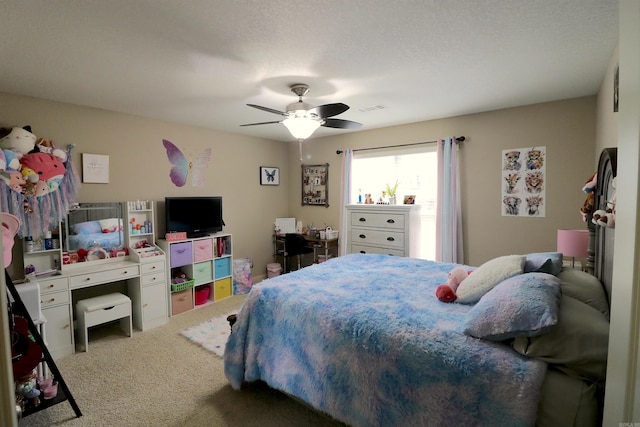 bedroom with carpet and ceiling fan