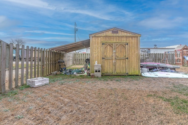 view of outbuilding featuring a playground