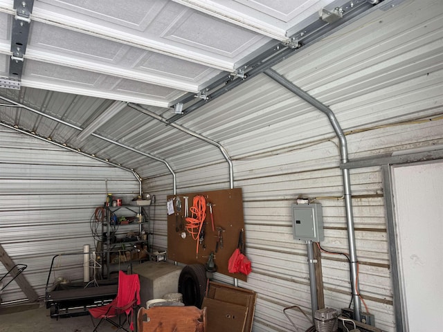 garage with electric panel