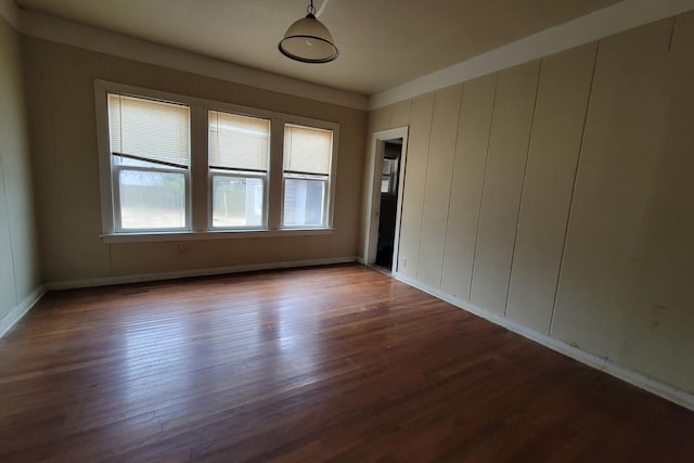 empty room with dark wood-type flooring