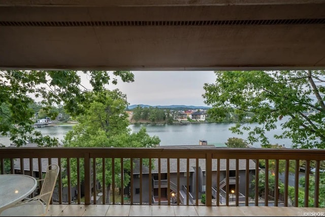 deck with a water view