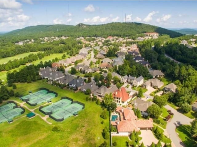 drone / aerial view with a residential view