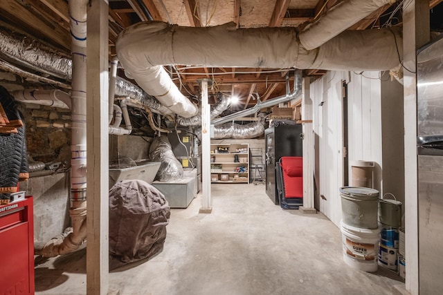 view of unfinished basement