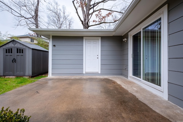 garage with a storage unit