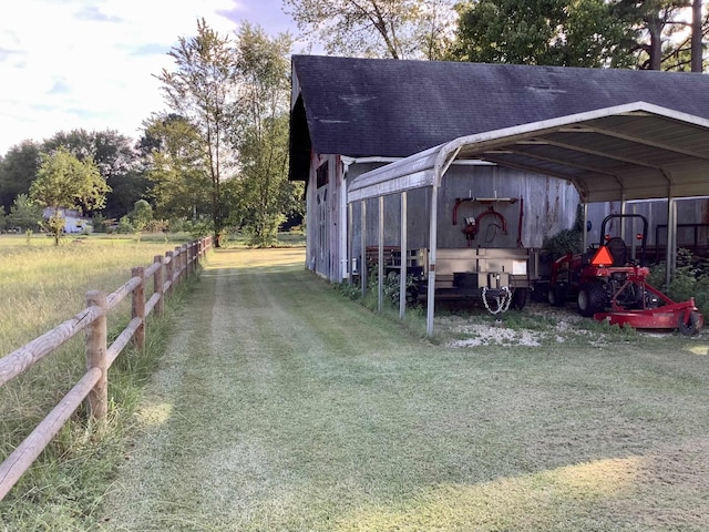 exterior space featuring a carport