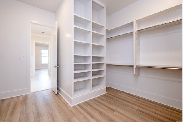 spacious closet with wood finished floors