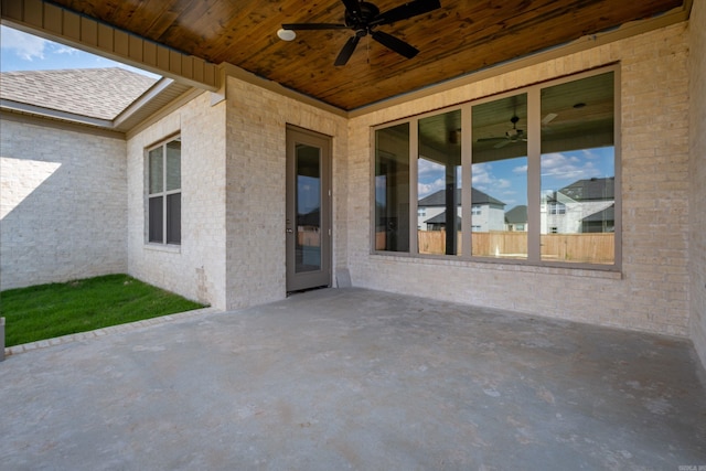 view of patio with a ceiling fan