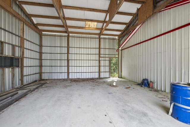 garage featuring metal wall