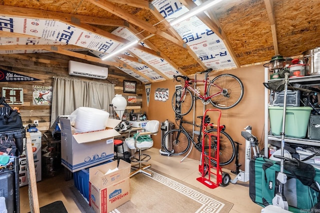 storage featuring a wall mounted air conditioner