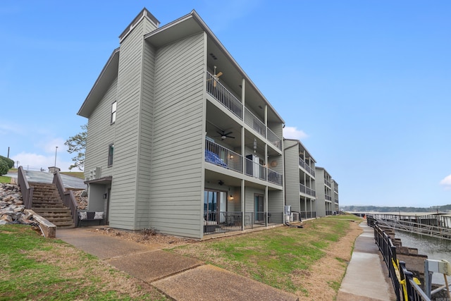 view of building exterior featuring stairs