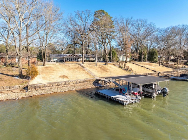 dock area featuring a water view