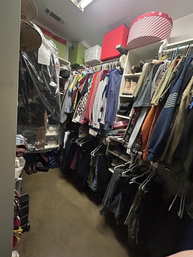 spacious closet with visible vents