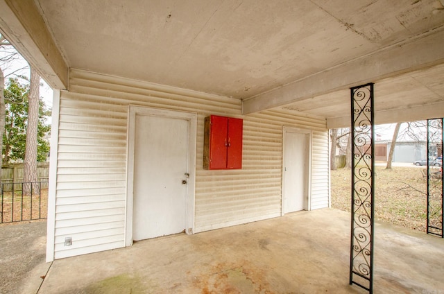 property entrance with a patio