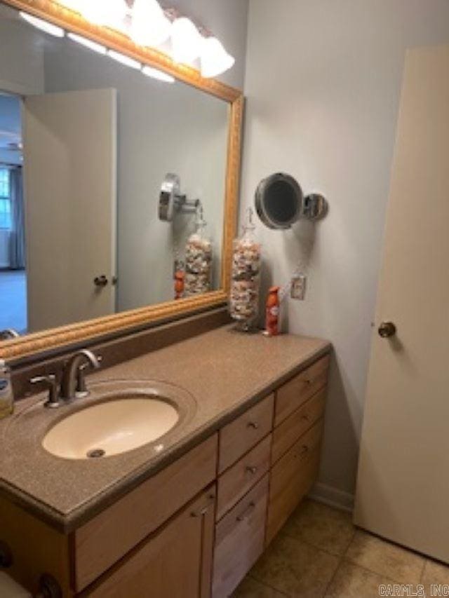 bathroom featuring vanity and tile patterned floors