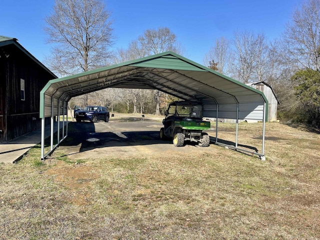 view of parking / parking lot with a carport