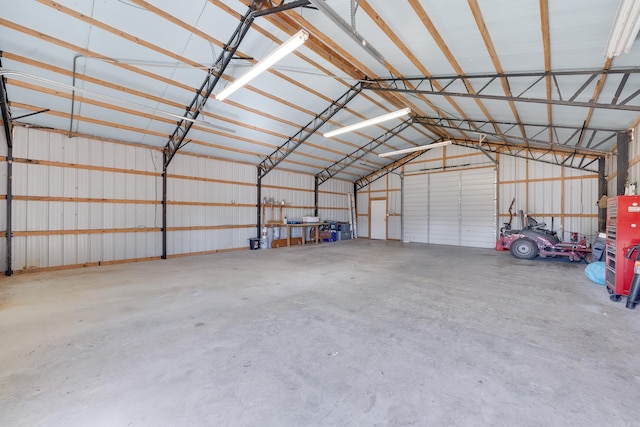 garage with metal wall