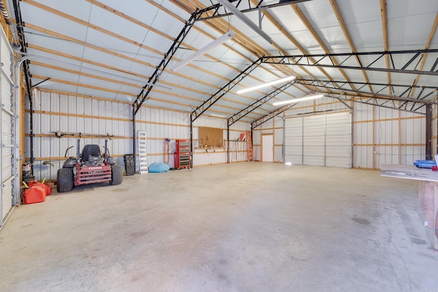 garage featuring metal wall