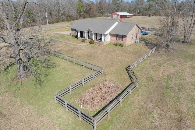 drone / aerial view with a rural view