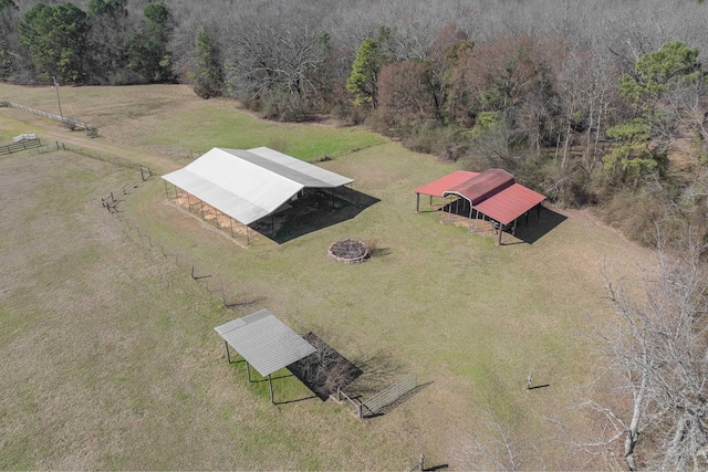 bird's eye view with a rural view