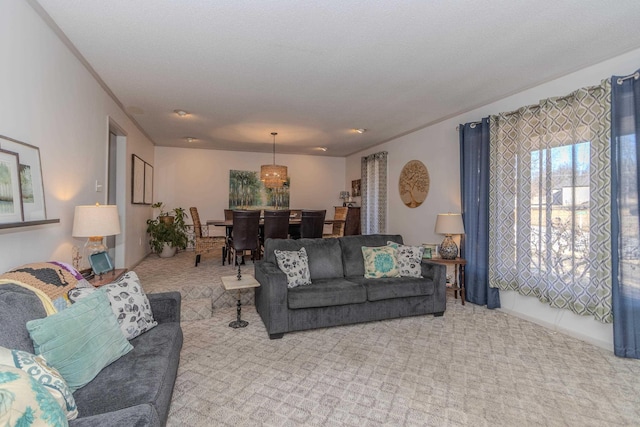 view of carpeted living area