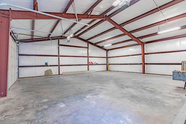 garage with metal wall