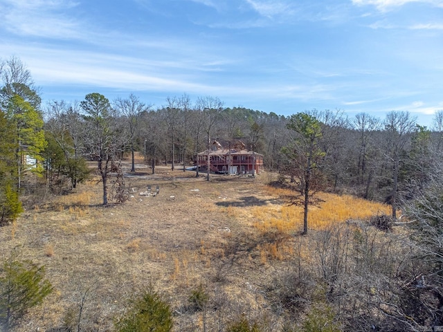 bird's eye view with a rural view and a wooded view