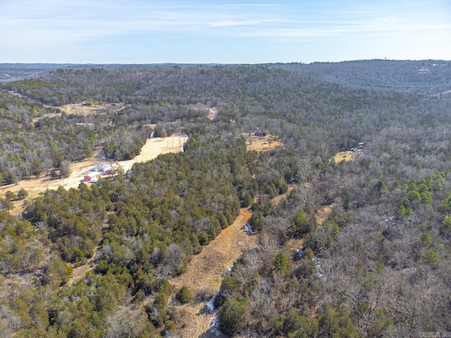 bird's eye view featuring a forest view