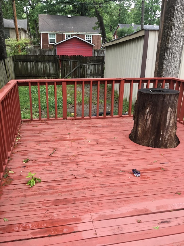 deck featuring a fenced backyard