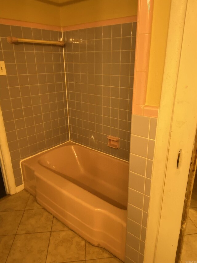 full bath with tile patterned flooring and shower / tub combination