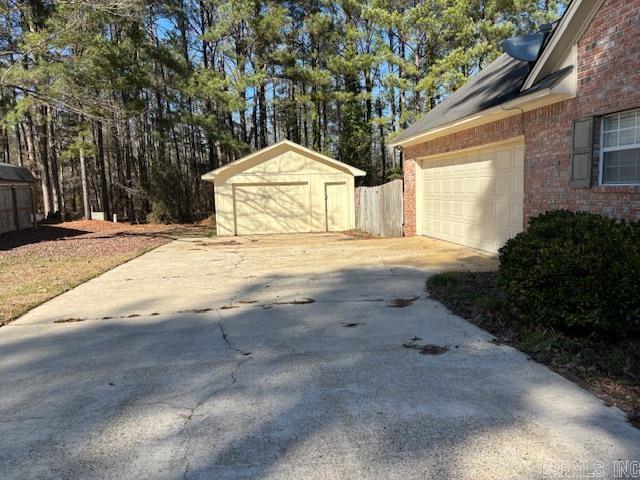 exterior space with an outbuilding