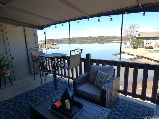 deck with a water view