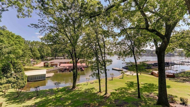 water view with a boat dock