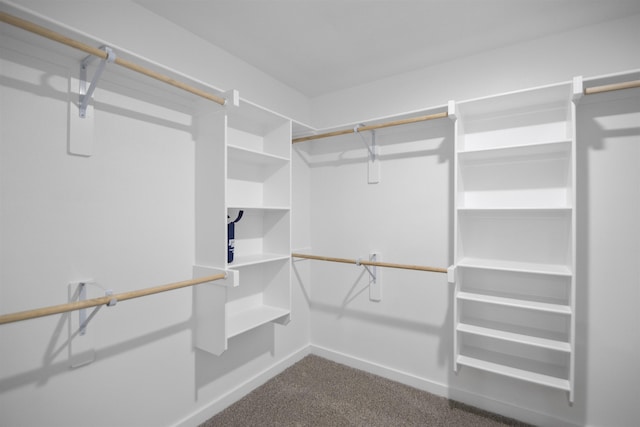 spacious closet with dark carpet