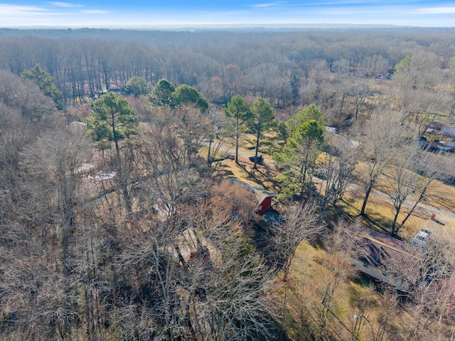 bird's eye view featuring a view of trees